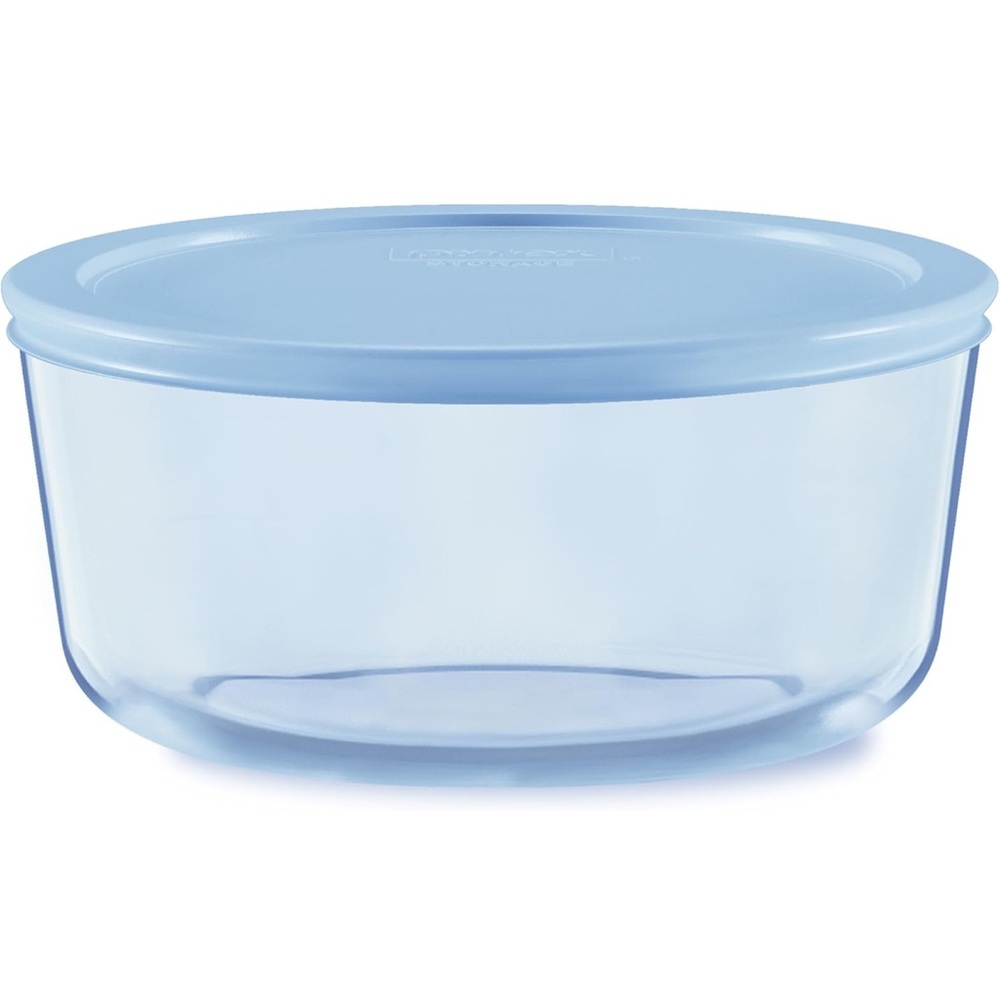 Two Pyrex Colors Tinted (7 Cup) Large Round Food Storage Containers with Lids